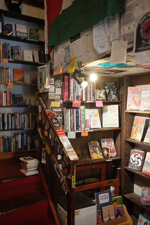 The interior of Left Bank Books in Seattle.