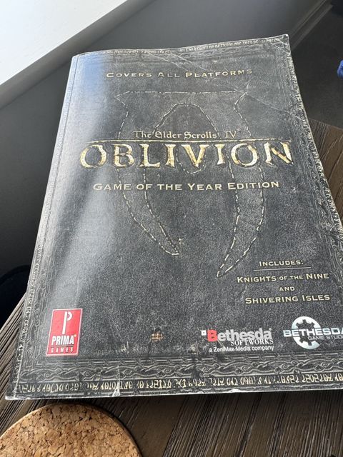Photograph of the prima games strategy guide for The elder scrolls 4 oblivion