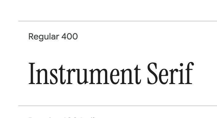 Screenshot of the font Instrument Serif on google docs. Its really similar to retro apple serif fonts used in ads.