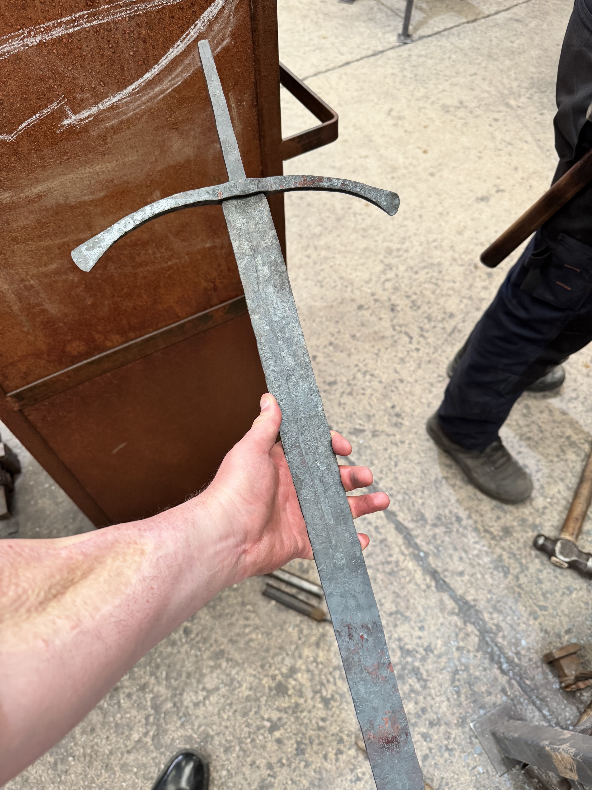 Picture of me holding a work in progress forged sword